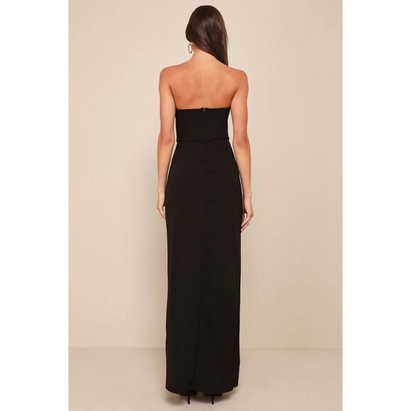 Lulus Dedicated to Glamour Black Strapless Maxi Dress Size XS NWT - Picture 2 of 9